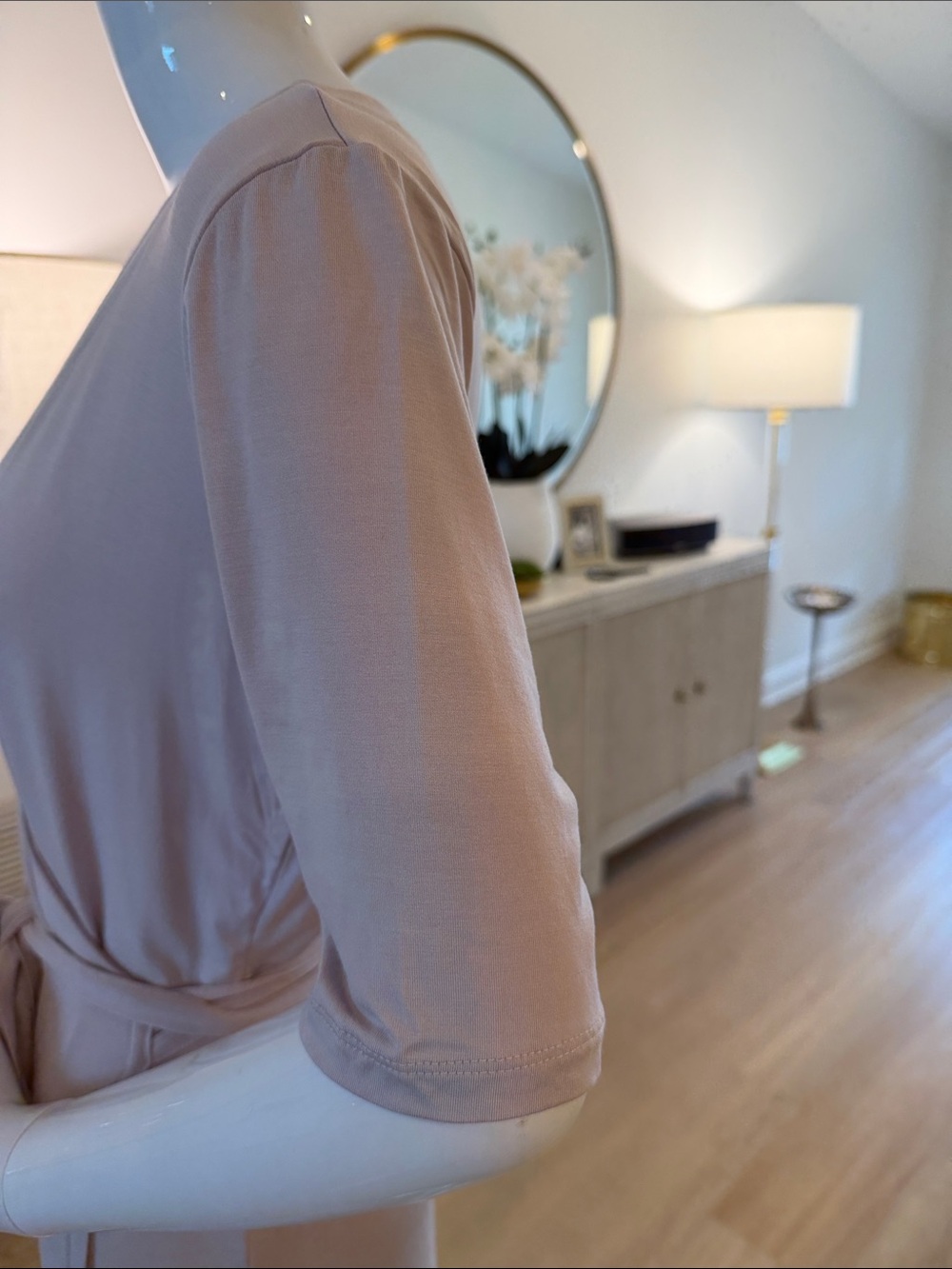 Barefoot Dreams 3/4 sleeve Wrap Dress Pale Lilac - Picture 4 of 13